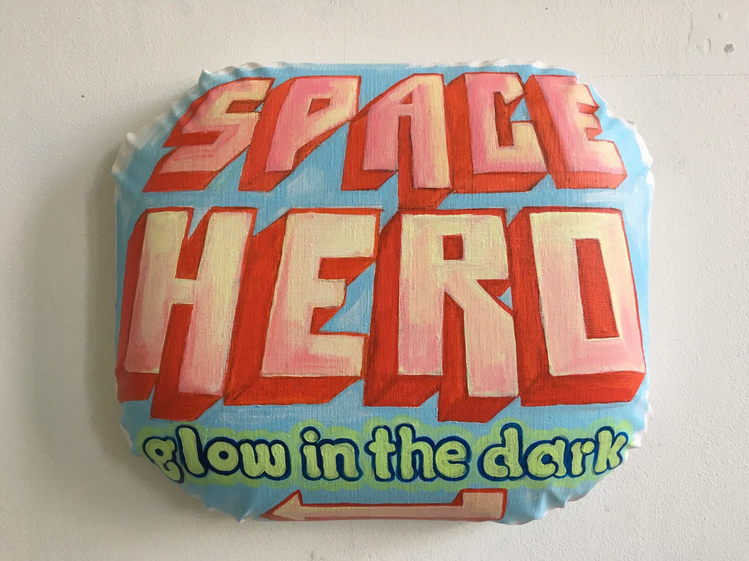 Space Hero - glow in the dark - the pillow, acrylic on canvas